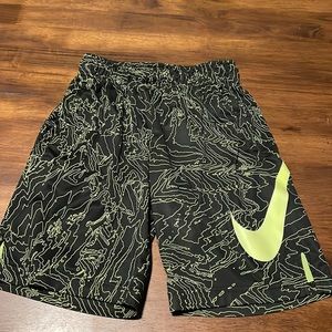 NIKE DRI-FIT athletic lightweight stylish shorts, black with neon green design